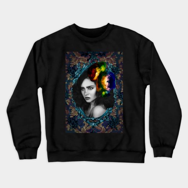 LGTB Tribute Flower Rainbow Realistic Artwork Crewneck Sweatshirt by Relaxing Art Shop